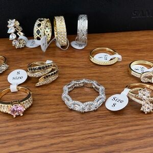 Elegant Goldtone and Silver Ring Set includes all rings in picture